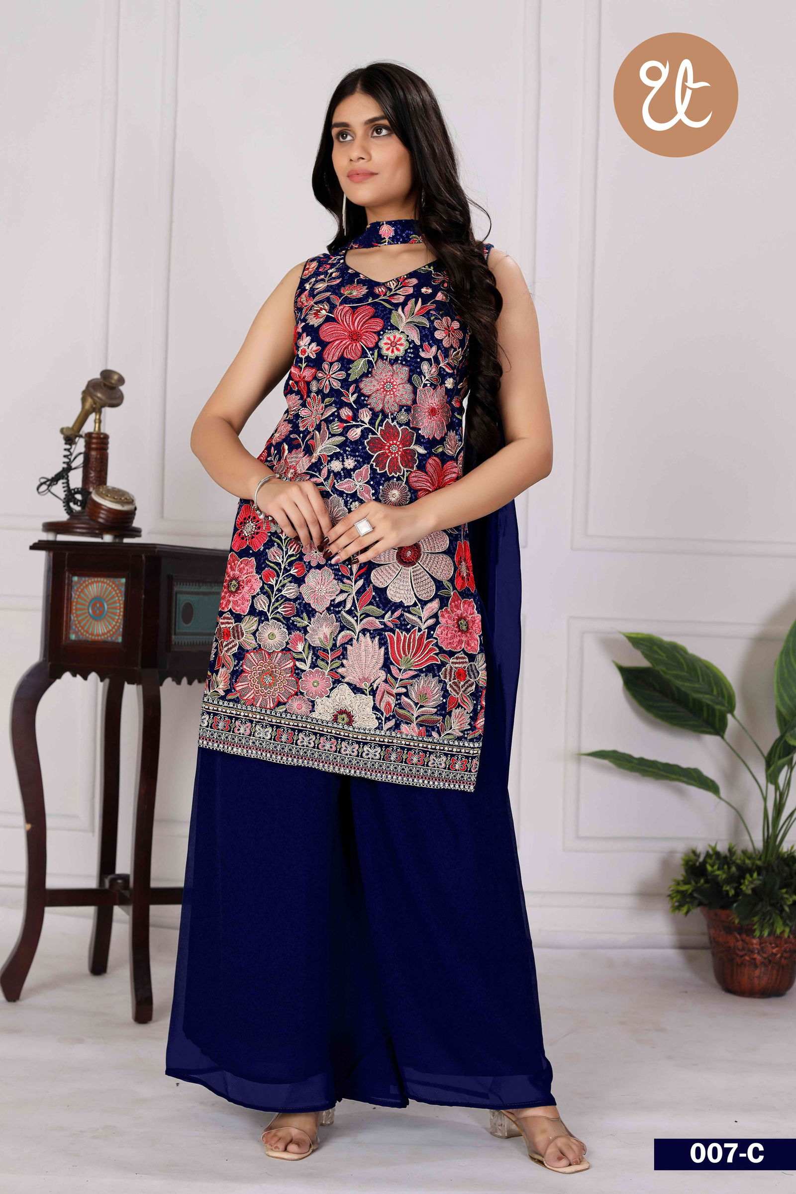 Tt 007 A to D Georgette Embroidery Wholesale Readymade Suits Wholesale Market